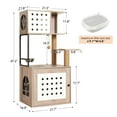 thumbnail image 4 of YIYADO Cat Tree with Litter Box, Indoor Cat Integrated Cat Tower with Large Hammock, Bed, Food Station, Scratching Post, Modern Style Pet Furniture, Gray + White, 4 of 6