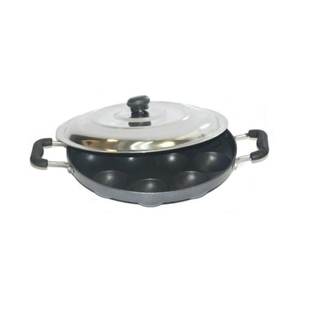 

TABAKH Bright AppamPatra Paniyaram Non Stick Pan with Stainless Steel Lid