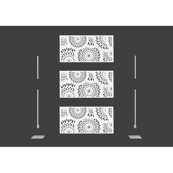 Laser Cut Metal Privacy Panel, Room divider, Privacy Screen, Metal Fencing, White color combo set(4'x6')