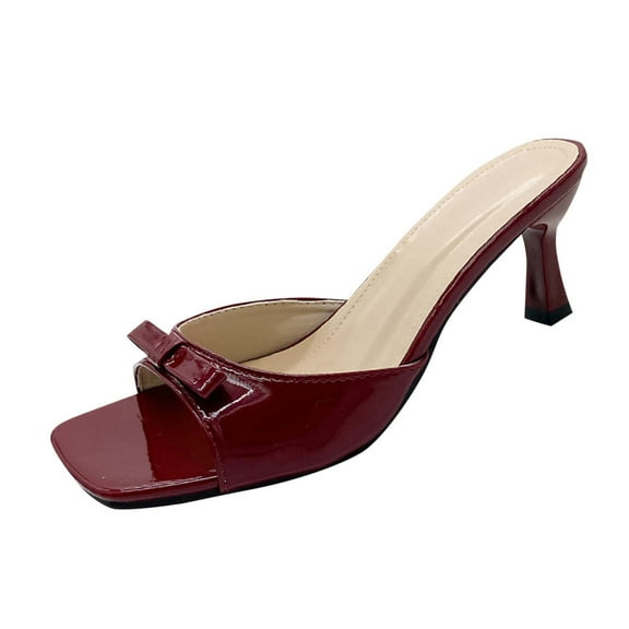 Women's Mule Sandals With Bow Slip On Low Heels Square Open Toe Sandals For Daily Outdoor Dating Kitten Heels Slides Office Business Casual Women Fashion Sandals Rave Wedding Festival