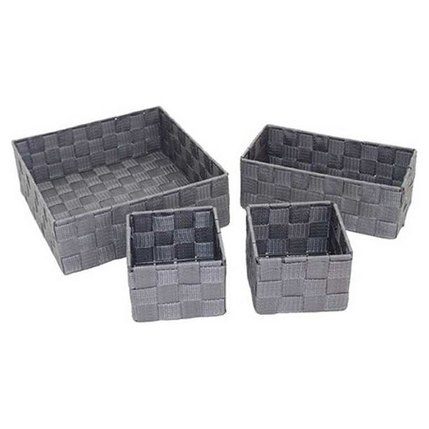Cateissary Organizador de cajones de nailon de 4 piezas, armario tejido hecho a mano para el hogar, organizador de ropa, caja de almacenamiento, Almacenamiento y organización del hogar