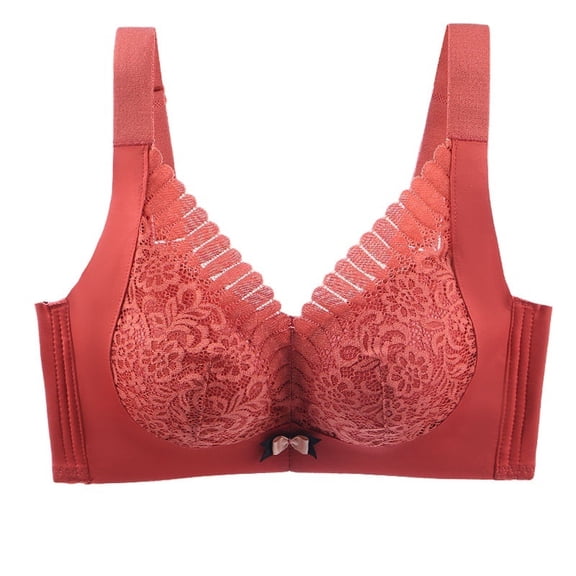 Bigersell Padded Sports Bra Women Bra Soild Wire Free Underwear 1 Piece Bra Everyday Underwear Short Size Tshirt Bra, Style 5873, Red 40A