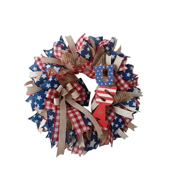 BSJJY American Flag Bow Patriotic Bows Red White Blue Star Stripes 4th of July Wreath Bows for Independence Day Party Gift Wrapping Door Wall Decoration