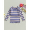 thumbnail image 3 of Musuos Kids Baby Girl Shirt 12 18 24M 3 4T Long Sleeve Casual Stripe Print Lettuce Trim Tops Cute Pullovers for Toddler, 3 of 10
