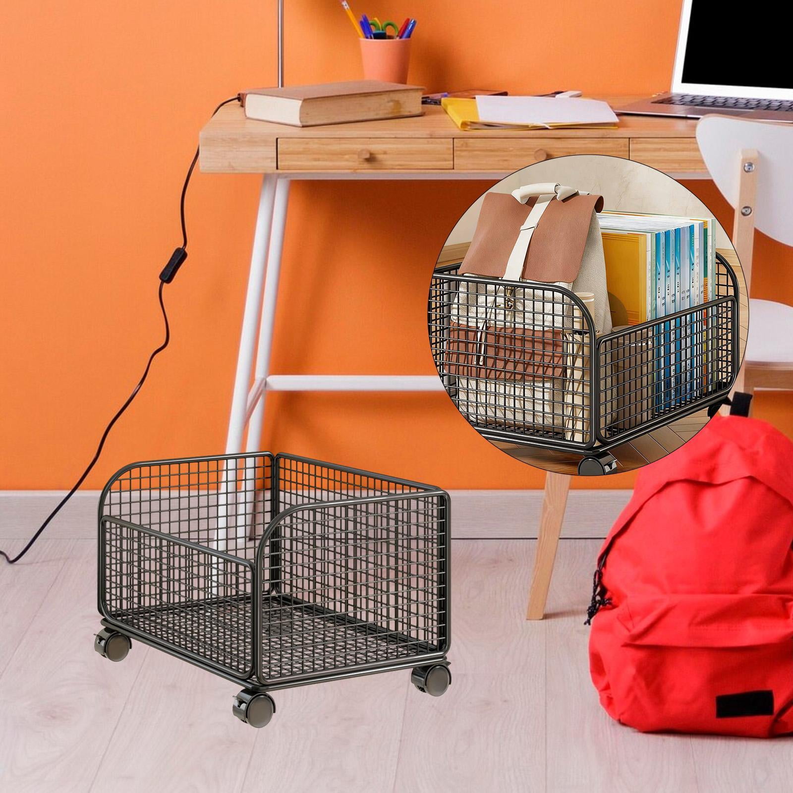 kowaku Rolling File Folder Cart,Mobile Utility Cart School with Lockable Wheels under Desk Storage Organizer for Bathroom Toiletries Black Single