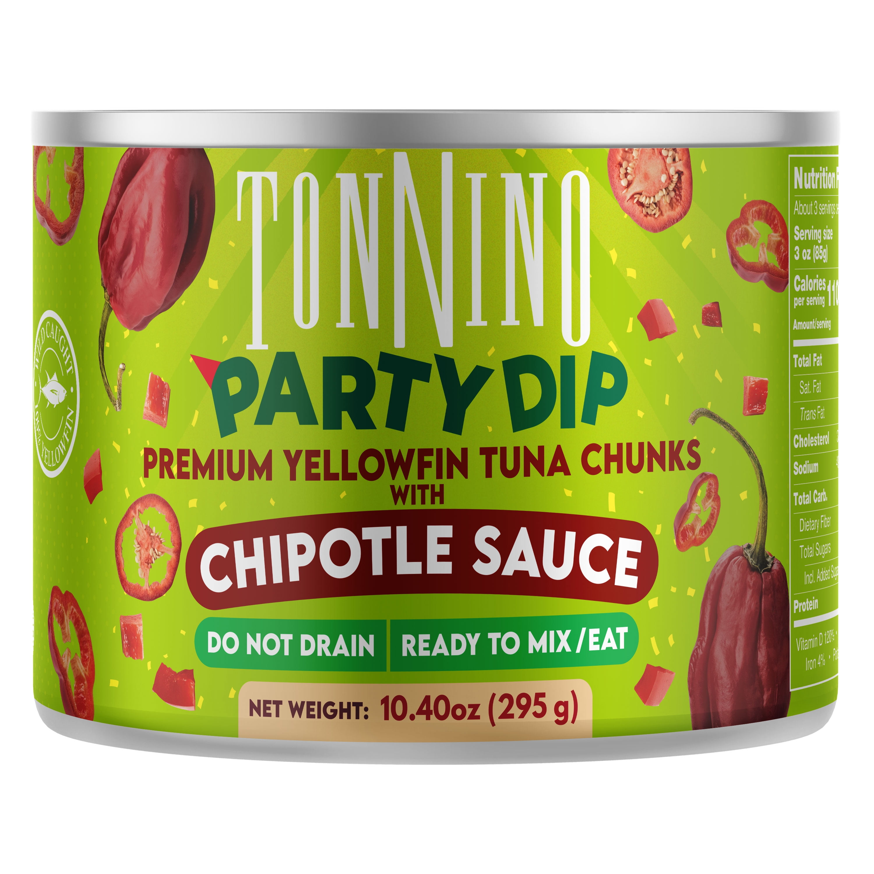 (2 pack) Tonnino Premium Yellowfin Tuna with chipotle sauce, 10.40 oz, Can, Wild Caught