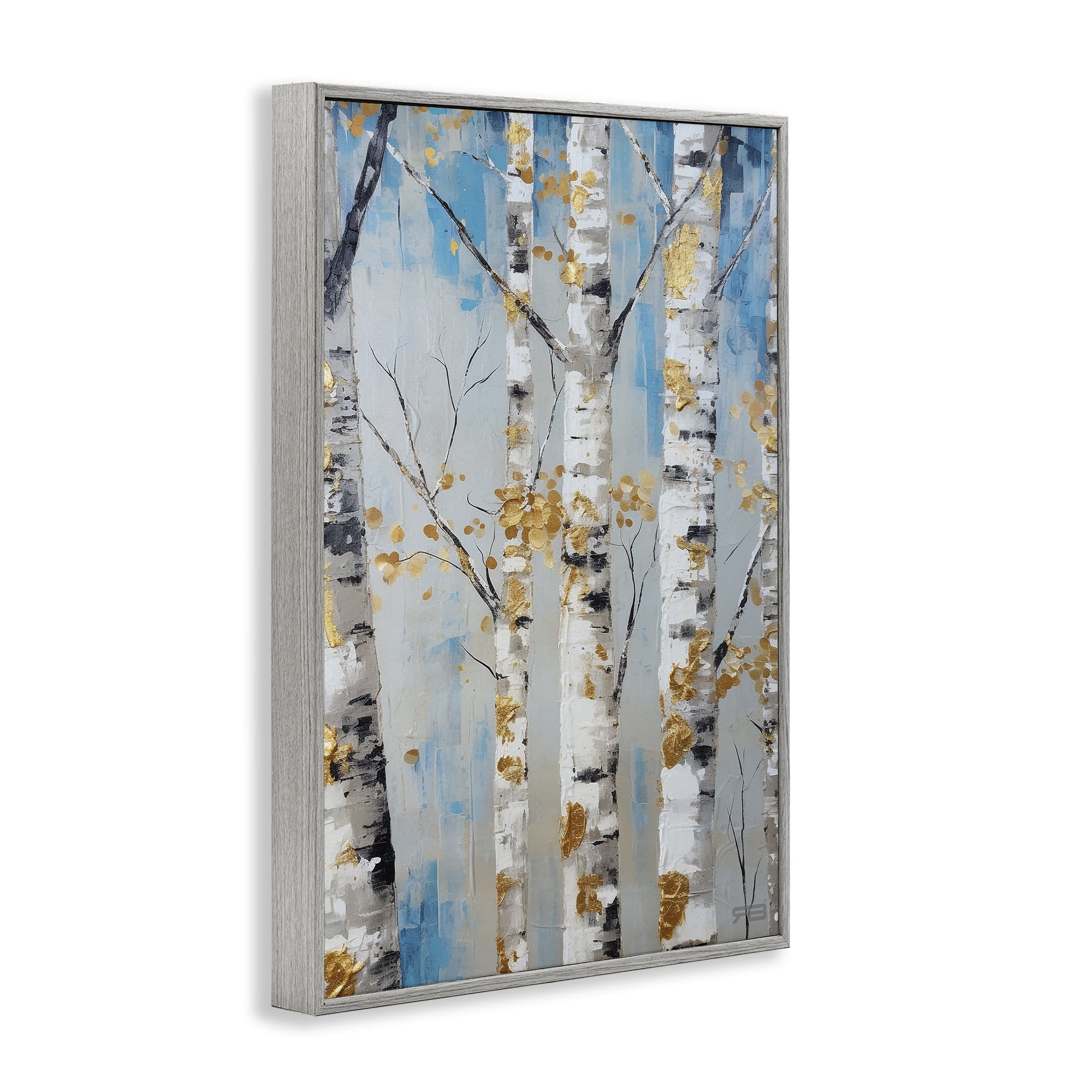 Stupell Industries Birch Trees Foliage Landscape Painting Gray Framed Art Print Wall Art, 20 x 30