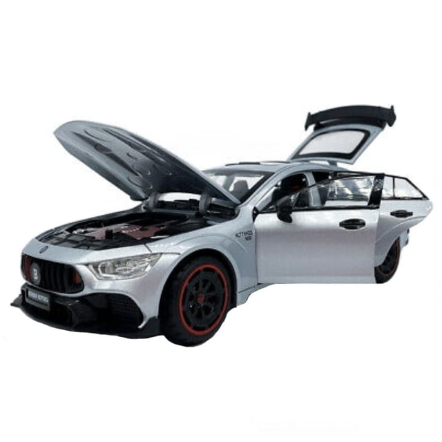 Masinuta metal mecanica, punta Mercedes Brabus 900,3 sunete, usi mobile, capota mobila, portbagaj mobil, gri, 21 cm