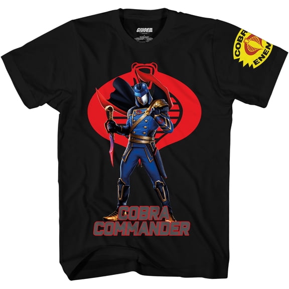 G. I. Joe Cobra Commander Stand Officially Licensed Men's Short Sleeve Graphic T-Shirt, Black, Large