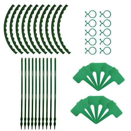 10 Pack Plant Support Stake Half Round Plant Support Ring with 10 Pcs Clips Plastic Plant Cage Plant Cage Holder for Small Plant Flower Vegetable Indoor Leafy Plants(Green Size:9.45 x 5.51inch)