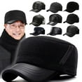 thumbnail image 4 of Winter Middleaged and Elderly Mens Warm Baseball Cap PU Leather Plush Insu XOD, 4 of 7