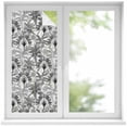 thumbnail image 2 of Grey Tropical Leaves Window Privacy Film, Summer Palm Trees Botanical Static Cling UV Sun Blocking Tint Film Heat Control Windows Films for Bedroom Bathroom, Window Stickers 17.7"x39.3", 2 of 8
