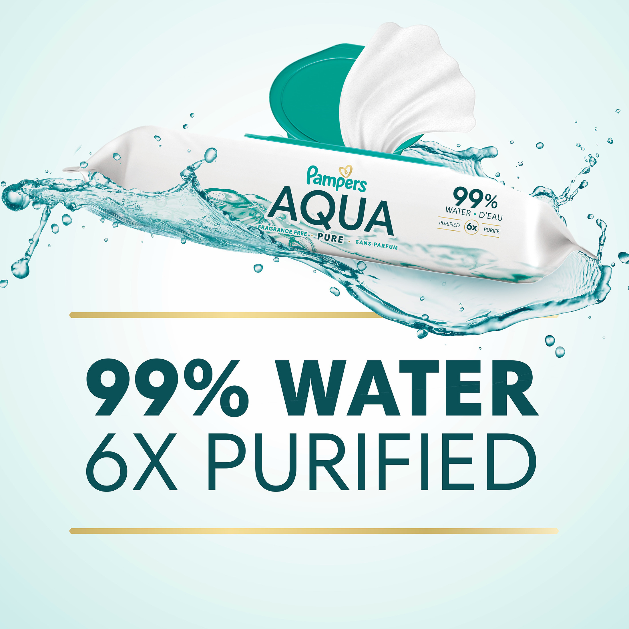Pampers Aqua Pure Baby Wipes, 99% Water, 448 Count photo 3