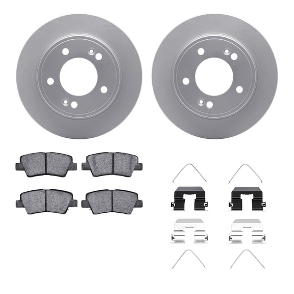 Dynamic Friction Company Rear Geospec Brake Rotors with 5000 Advanced Brake Pads includes Hardware 4512-03147