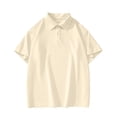 thumbnail image 6 of Afuyipoi Polo Plus Size Shirts for Men,Short - sleeved Casual Lightweight Loose Lapel Tees Beige 4XL, 6 of 6