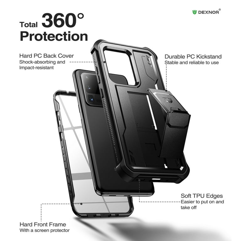 Dexnor Full Body Case for Samsung Galaxy S20 Ultra/6.9 inches,[Built in  Screen Protector and Kickstand] Heavy Duty Military Grade Protection