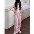 thumbnail image 4 of Hotiary Girl Casual Cargo Pant Kids Solid Color Fashion Elastic High Waist Straight Leg Pants with Pockets Pink for 6-16Y, 4 of 8