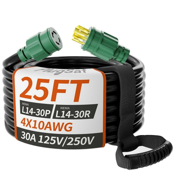 Heavy Duty 25FT 30 Amp Generator Extension Cord 10 Gauge NEMA L14-30