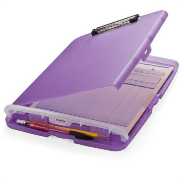 officemate slim clipboard storage box, translucent purple (83305