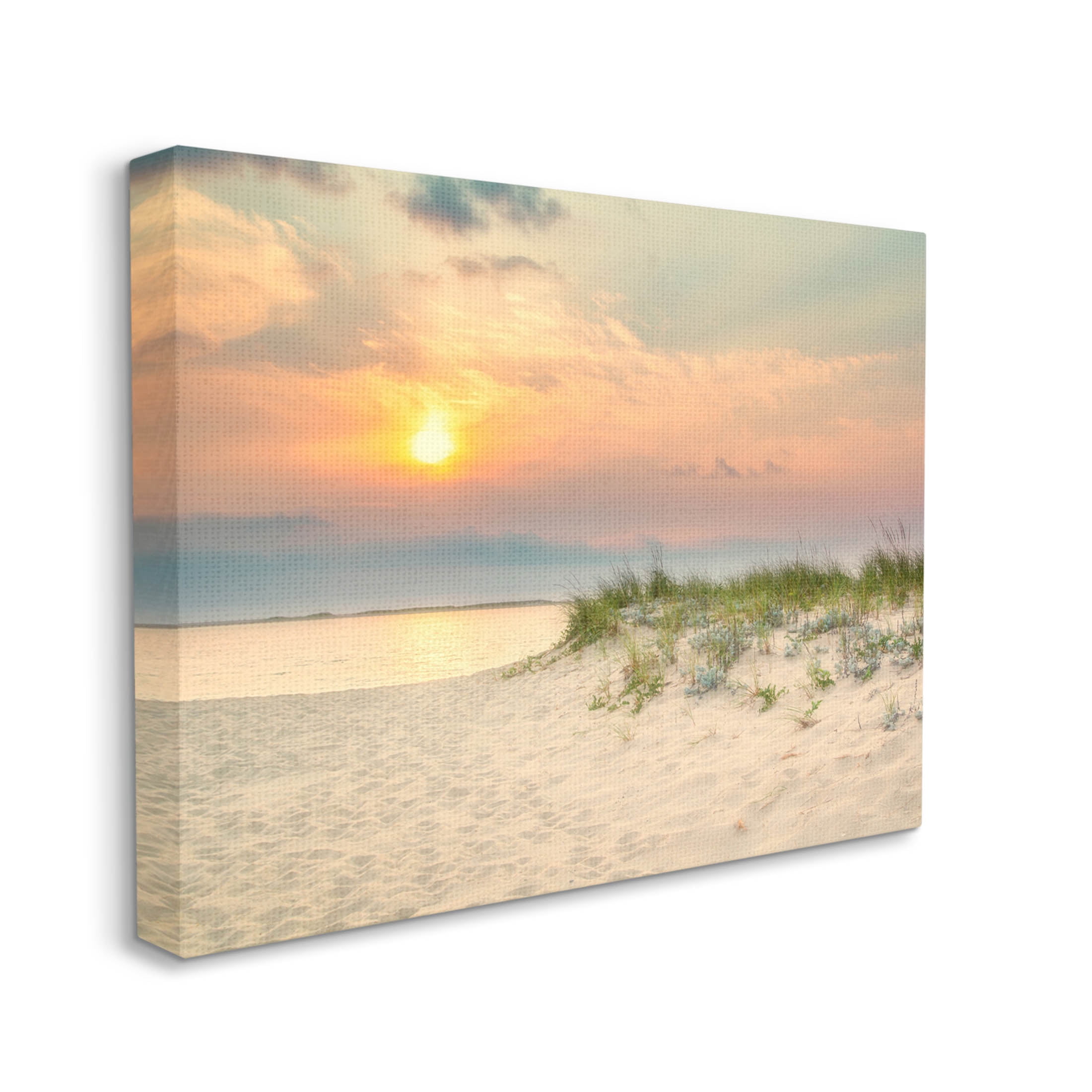 Rising Sun Seaside Beach Morning Coastal Photograph Gallery Wrapped Canvas Print Wall Art