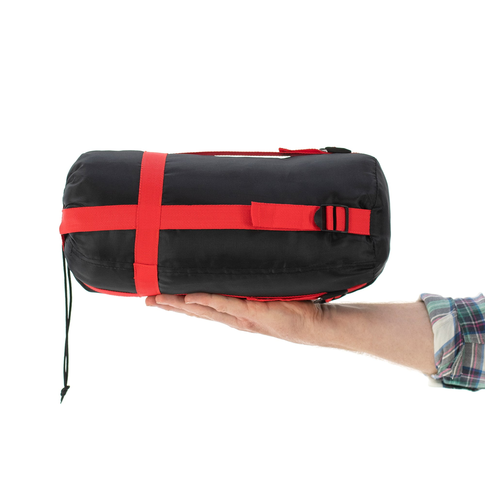 Slumbertrek Micro Sleeping Bag, Minimum Temperature +50F, Product Size 31.5x84 in, Black Red Color