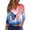 Light Blue, variant on Women's 250th Anniversary USA Shirt Patriotic American Flag Print V-Neck Button 3/4 Sleeve T-Shirt