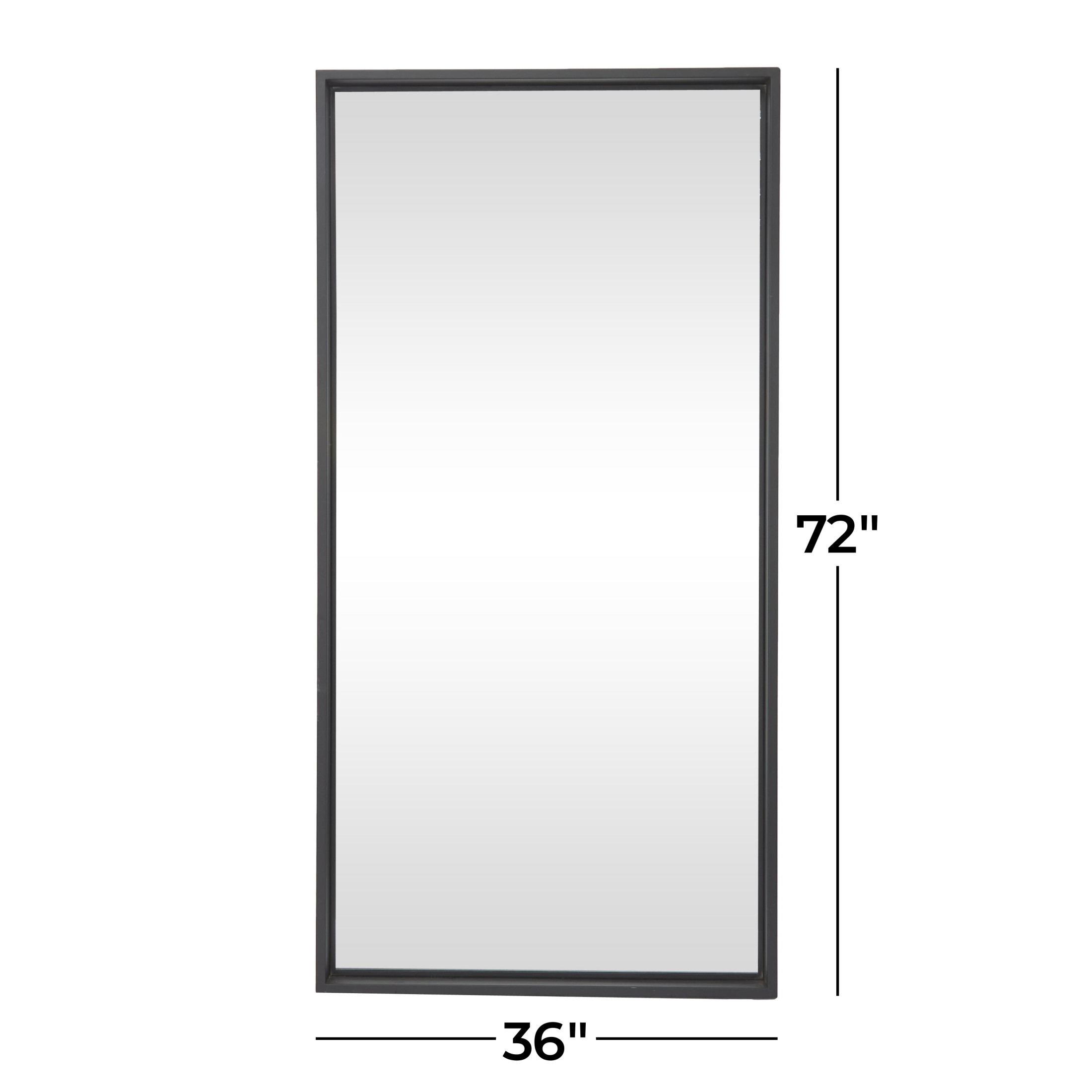 DecMode 36" x 72" Black Metal Tall Floor Mirror