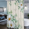thumbnail image 6 of Daisy Eucalyptus Leaves Shower Curtain, Floral Spring Linen Countryside Waterproof Shower Curtain Set with 12 Hooks Lightweight Bath Curtains Fabric Bathroom Decor 72x72 Inches, 6 of 9