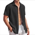 thumbnail image 2 of Camisas Casuales de Corta con Botones para Hombre, con Textura, para Playa y Verano, con Bolsillo Negro S, 2 of 7