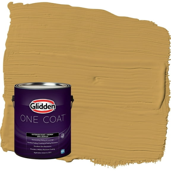 Glidden One Coat Amaretto Sours / Yellow Semi-Gloss Exterior Paint with Primer, 1 Gallon