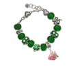 thumbnail image 2 of Delight Jewelry Silvertone Hot Pink Tropical Fish with Lime Green Stripe - Green Irish Luck Bead Charm Bracelet, 7.5", 2 of 4