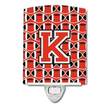 

Caroline s Treasures CJ1067-KCNL Letter K Football Scarlet and Grey Ceramic Night Light 6x4x3 multicolor