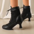 thumbnail image 3 of Mepaouo Women Vintage Victorian Lace up Boots Kitten Heel Walking Ankle Short Booties(Black,8.5), 3 of 8