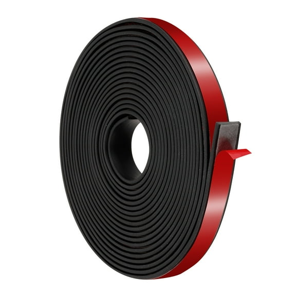 Uxcell Neoprene Rubber Strips, Self Adhesive Solid Rubber Sheet for Shock Absorption Gasket Sealing Weather Striping 1/2" Wide x 1/16" Thick x 15' Long