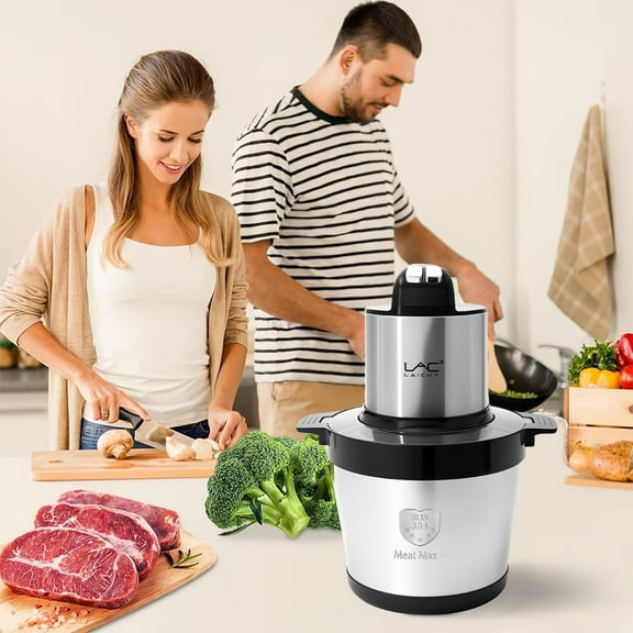 Large Capacity Food Processors, Electric Meat Grinder Veggie Chopper with Stainless Steel Bowl, 3 Speeds, 4 Bi-Level Blades and Spatula for Meat, Onion, Vegetables, Fruits (24 Cup Black)