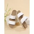 thumbnail image 3 of Women Metallic Double Band Flatform Slide Sandals, Avant-garde Party Solid Flat Sandals, 3 of 4