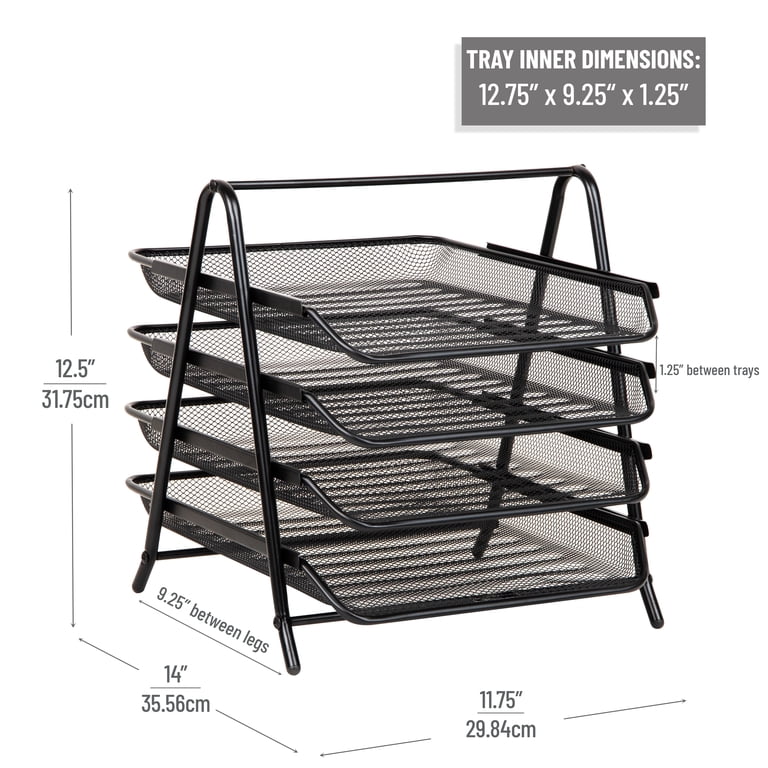 Mind Reader 4-Tier Paper Tray Organizer, Black photo 3