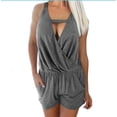 thumbnail image 2 of Summer New Solid Color Suspender Pocket Casual Jumpsuit Women's - Gray - M, 2 of 5