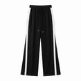thumbnail image 6 of Xdegoge Side Stripe Track Pants for Women Wide Leg Casual Sweatpants Elastic Waist Lounge Bottoms Comfy Activewear Y2K Baggy Trousers, 6 of 6