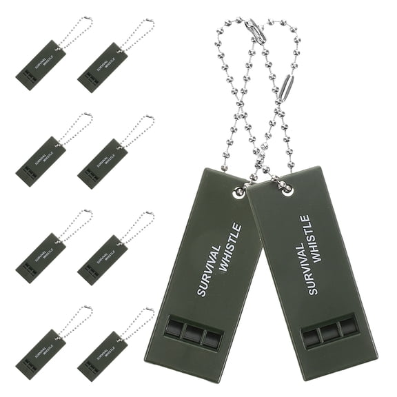 Amosfun 10Pcs Olive Green Emergency Whistle High Decibel Lifesaving Outdoor Signal