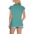 thumbnail image 2 of Women's Crew Neck Short Sleeve T-Shirt with Front Pleats – Loose Fit, Summer Casual Top – Available in Green, Blue & White, 2 of 6
