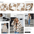 thumbnail image 3 of Jackets For Women Causal Sherpa Fall Jacket Loose Button Down Plaid Winter Coats, 3 of 6