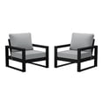 thumbnail image 2 of WestinTrends Montara Outdoor Modern HDPE Patio Club Chair with Waterproof Deep Seat Cushions (Set of 2), Black/Light Gray, 2 of 15