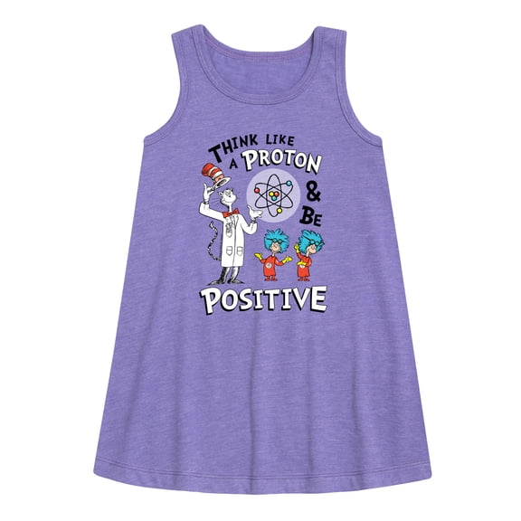 Cat in the Hat - Think Like Proton Be Positive - Toddler and Youth Girls A-line Dress