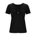 thumbnail image 4 of AherBiu Plus Size Tops for Women Peplum Ruffle Dressy Casual Blouse Front Knotted V Neck Short Sleeve Cute T-Shirts, 4 of 8