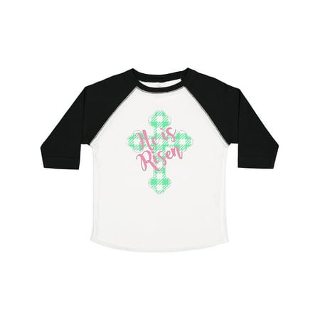 

Inktastic He is Risen Green Plaid Cross Gift Toddler Boy or Toddler Girl T-Shirt