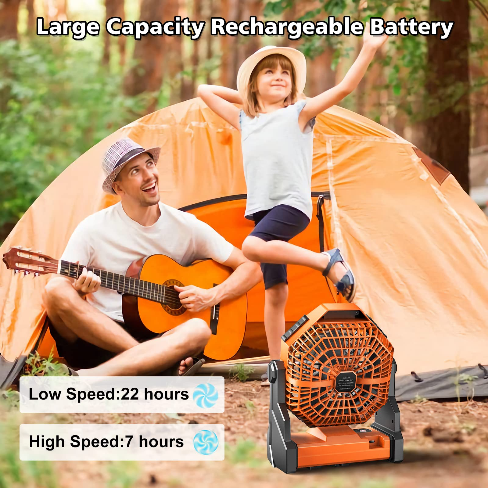 Number-one Camping Fan Rechargeable Portable Personal Fan 3 Speed, 2 lb