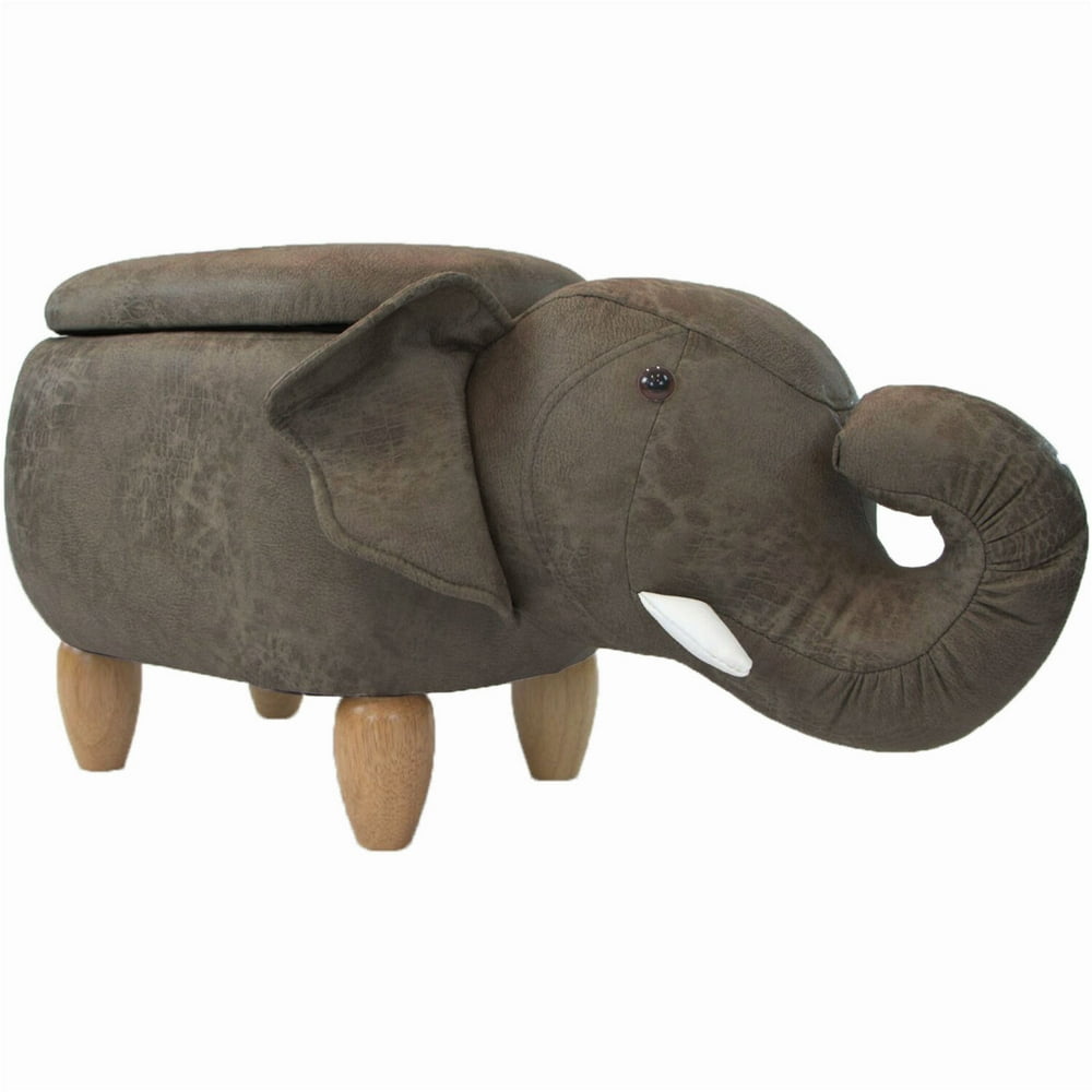 Critter Sitters 15In Seat Height Brown Elephant Animal Shape Storage Ottoman Furniture for