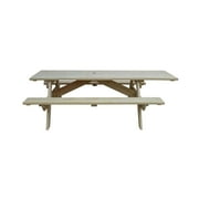 HomeRoots Beige Solid Wood Outdoor Picnic Table Umbrella Hole