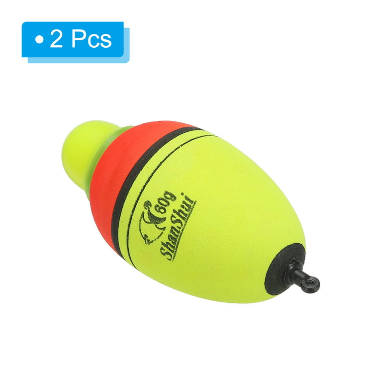 Uxcell 2.1oz Lighted Fishing Slip Bobbers Eva Light Up Fishing Float, Yellow, 2 Pack